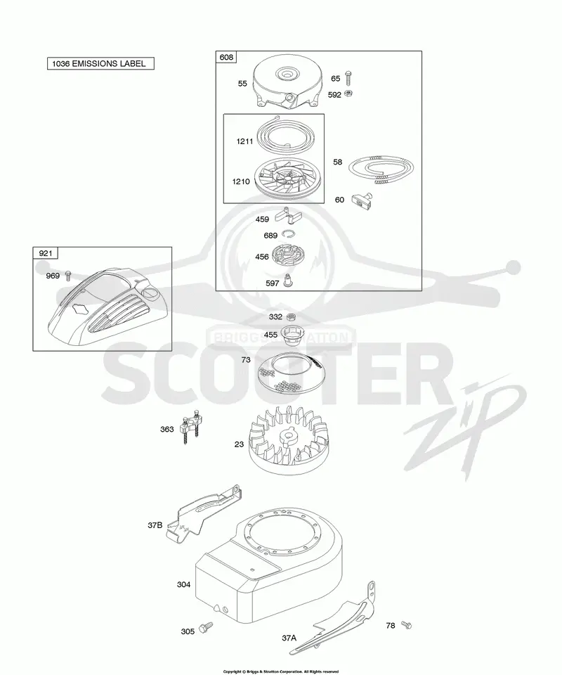 Blower Housing/Shrouds, Flywheel, Rewind Starter