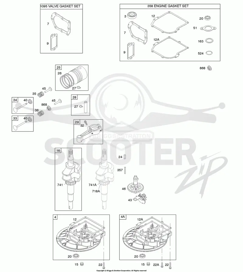 Camshaft, Crankcase Cover/Sump, Crankshaft, Gasket Set - Engine, Gasket Set - Valve, Piston/Rings/Connecting Rod