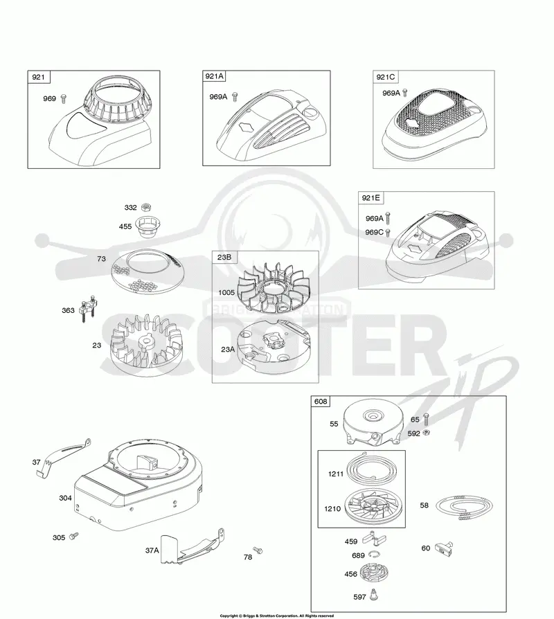 Blower Housing/Shrouds, Flywheel, Rewind Starter