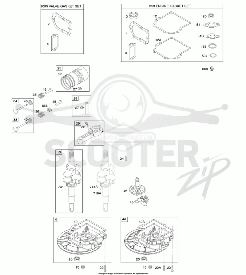 Camshaft, Crankcase Cover/Sump, Crankshaft, Piston/Rings/Connecting Rod, Gasket Set - Engine, Gasket Set - Valve