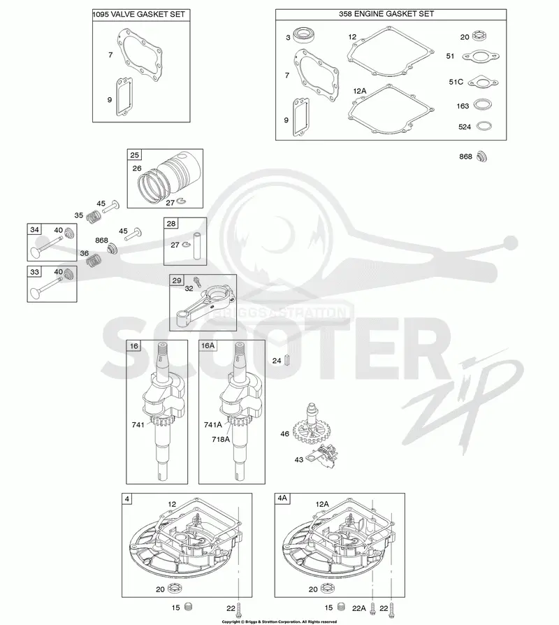 Camshaft, Crankcase Cover/Sump, Crankshaft, Gasket Set - Engine, Gasket Set - Valve, Piston/Rings/Connecting Rod