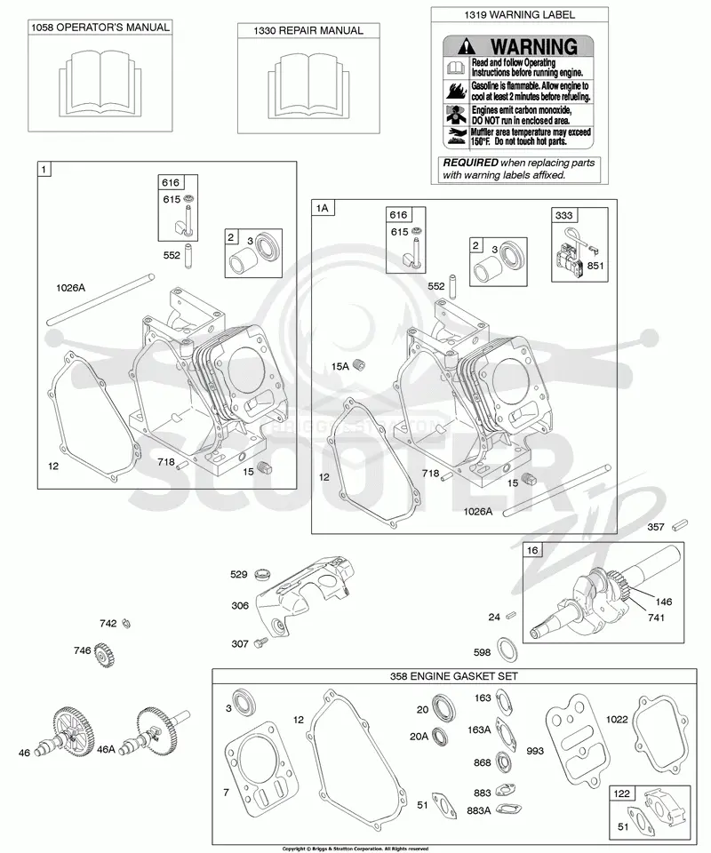 Cylinders, Crankshaft, Engine Gasket Set