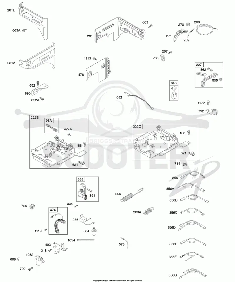 Panels, Controls, Springs, Alternator, Wires