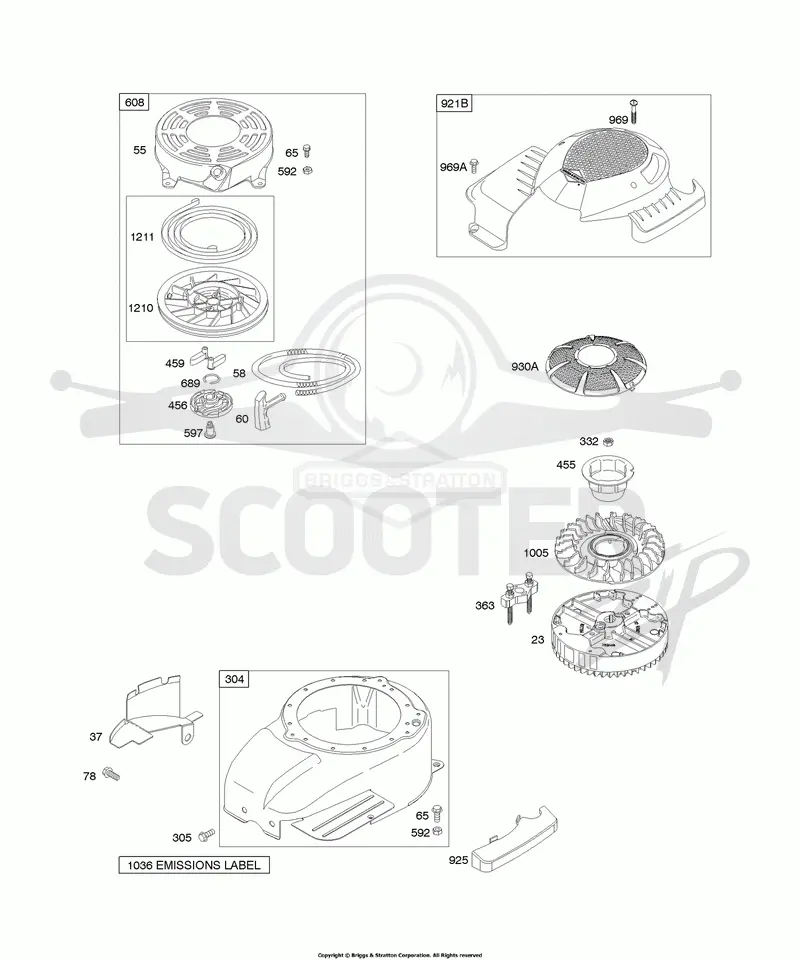 Blower Housing/Shrouds, Flywheel, Rewind Starter