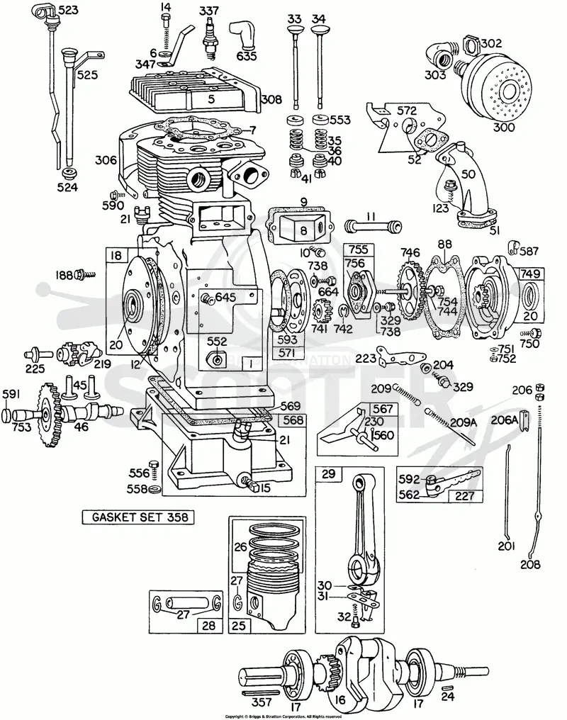 Cyl, Piston, Muffler, CrnkCse