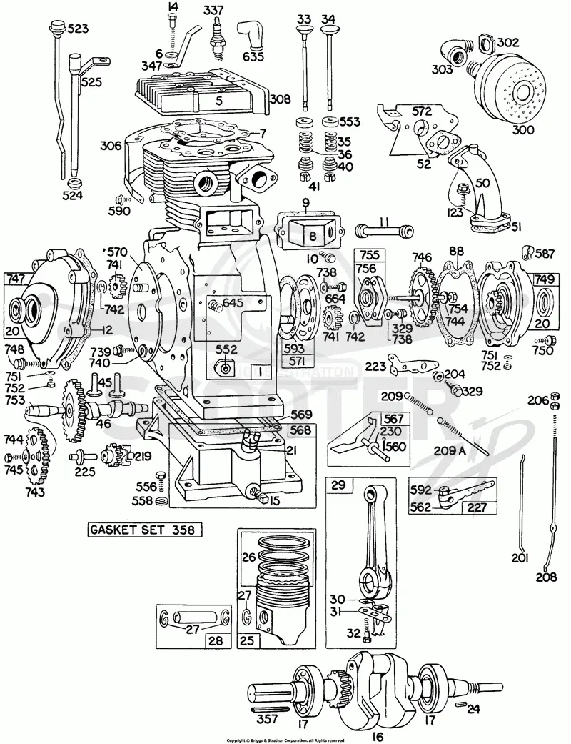 Cyl, Piston, Muffler, CrnkCse