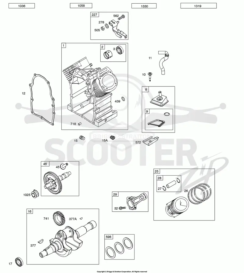 Cylinder, Crankshaft, Piston/Rings/Connecting Rod