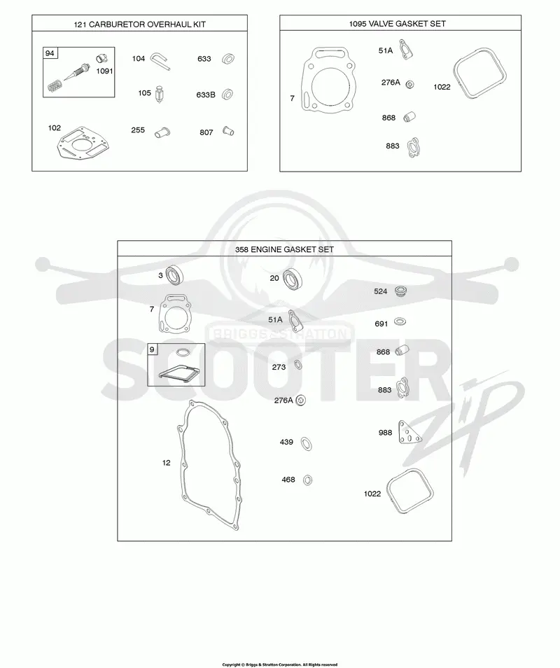 Engine/Valve Gasket Sets, Carburetor Overhaul Kit