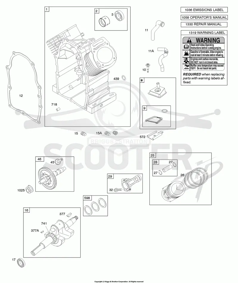 Camsahft, Crankshaft, Cylinder, Piston, Rings, Connecting Rod, Breather