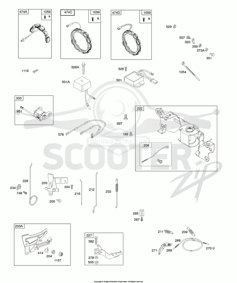 Alternator, Ignition, Controls, Governor Spring