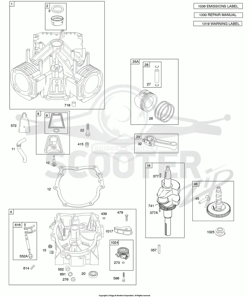 Crankshaft, Camshaft, Cylinder, Crankcase Cover/Sump, Piston/Rings/Connecting Rod