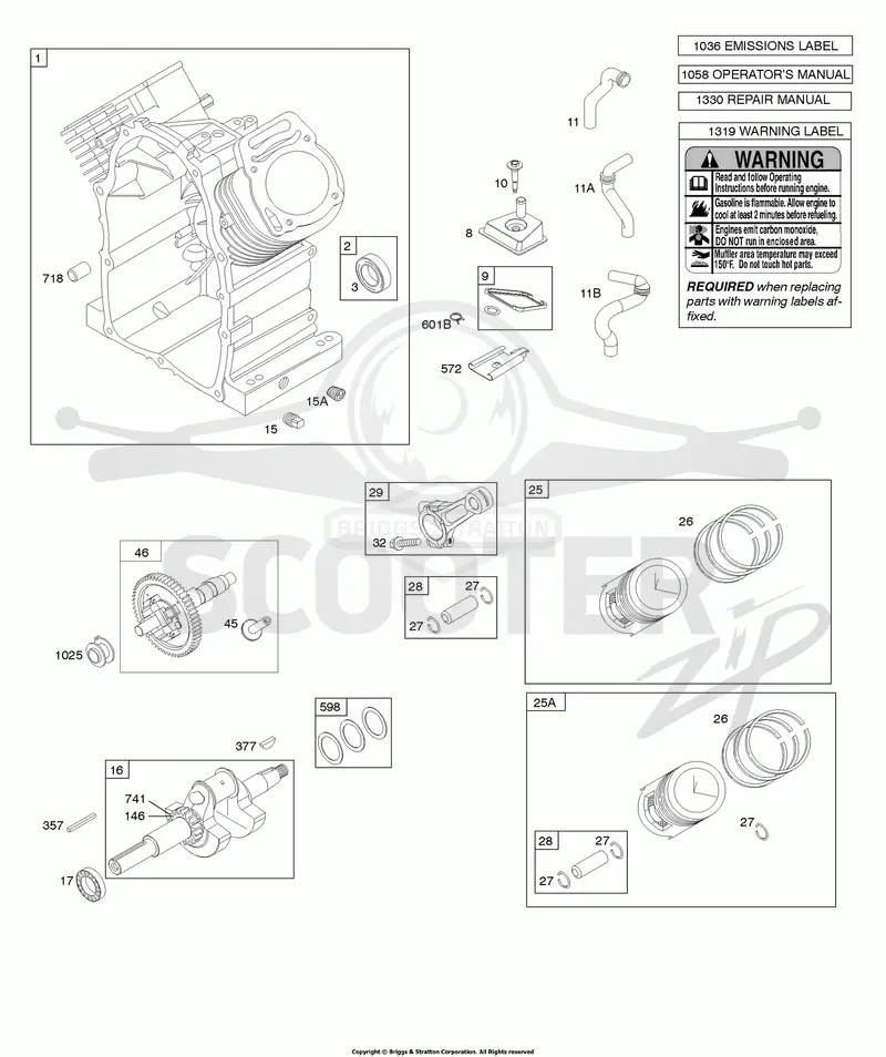 Camshaft, Crankshaft, Cylinder, Piston/Rings/Connecting Rod