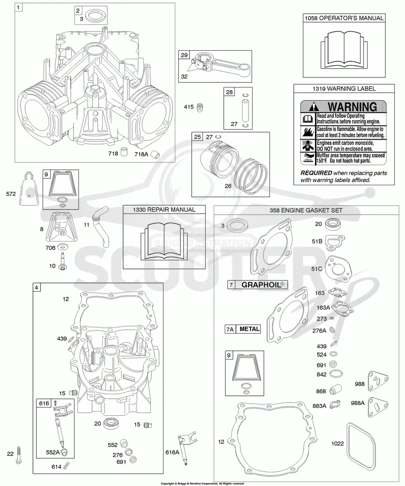 Cylinder, Crankcase Cover/Sump, Engine Gasket Set, Piston/ Rings/ Connecting Rod