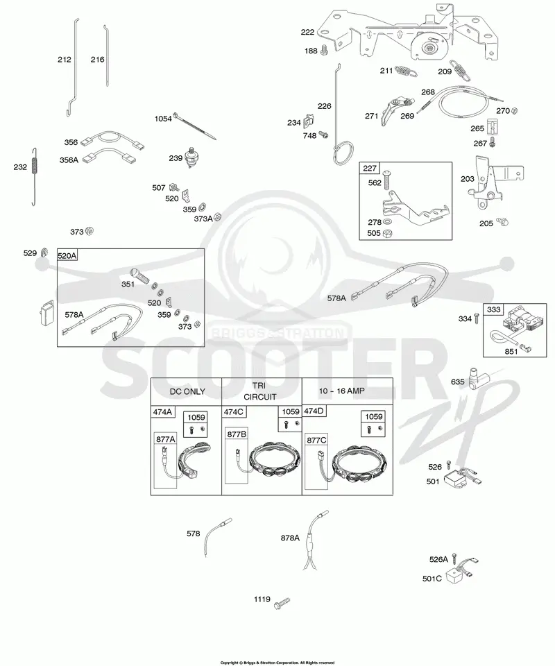Alternator, Ignition, Wires, Controls, Governor Springs