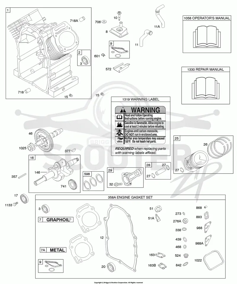 Cylinder, Piston/Rings/Connecting Rod, Engine Gasket Set