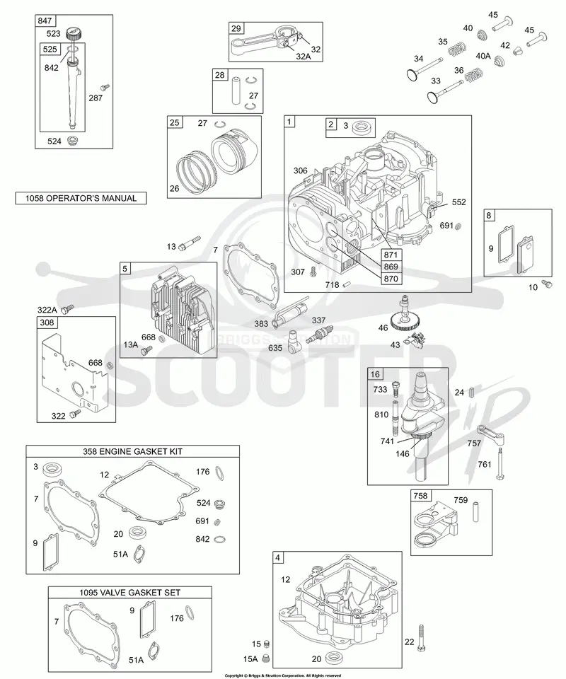 Cylinder, Head, Crankshaft, Sump, Gaskets, Piston