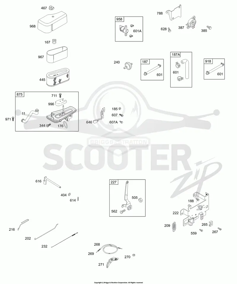 Air Cleaner, Fuel Pump, Control Bracket, Governor Spring
