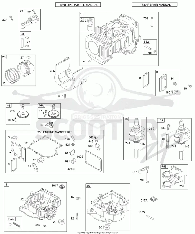 Crankcase Cover/Sump, Crankshaft, Cylinder, Piston/Rings, Connecting Rod