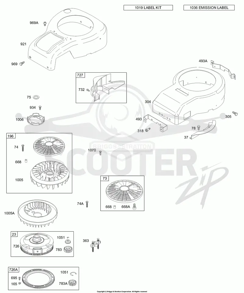 Blower Housing, Flywheel, Rotating Screen
