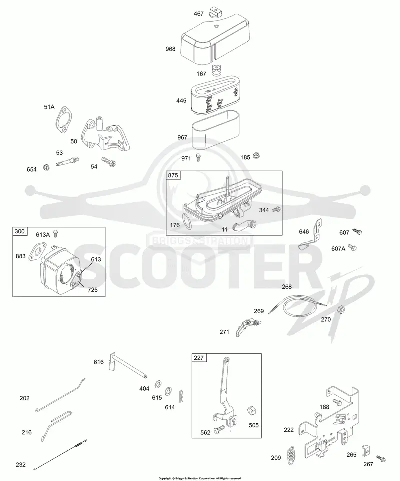 Air Cleaner, Muffler, Controls, Springs, Intake