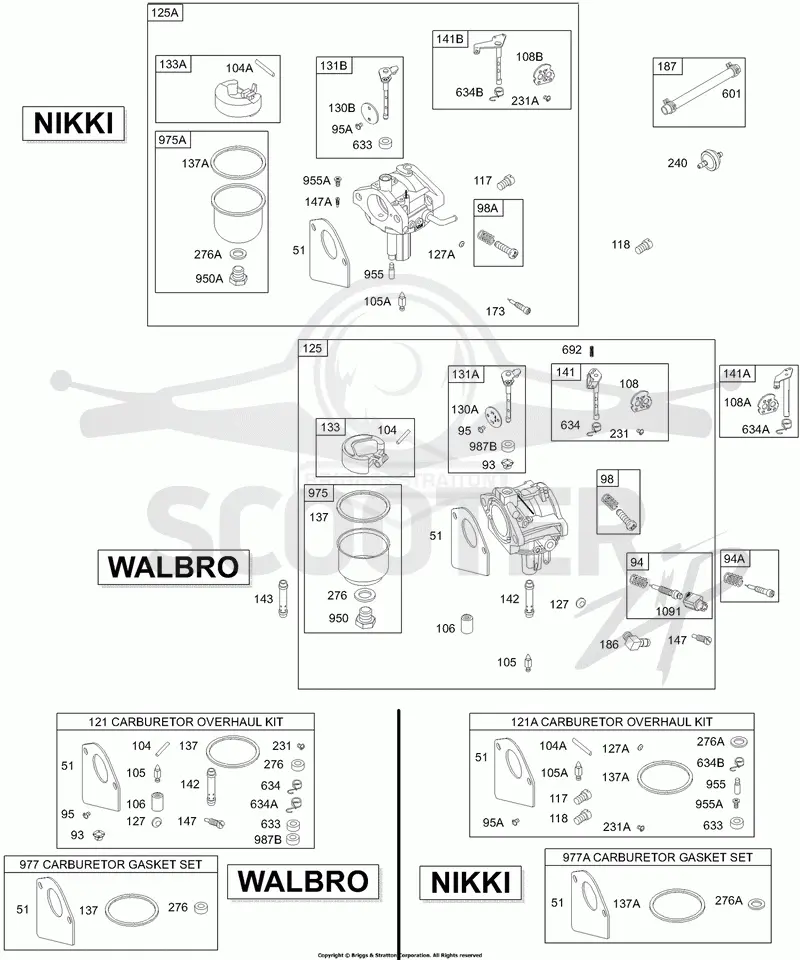 Carburetor, Gaskets Set, Fuel Line