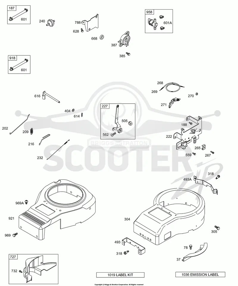 Blower Housings, Label and Emissions Labels, Controls, Fuel Pump, Springs