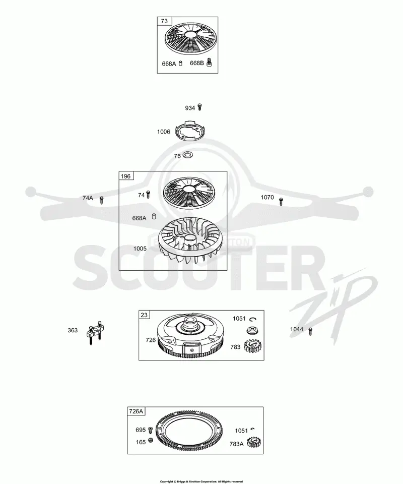 Flywheel Fan, Rotating Screen, Flywheel, Ring Gear