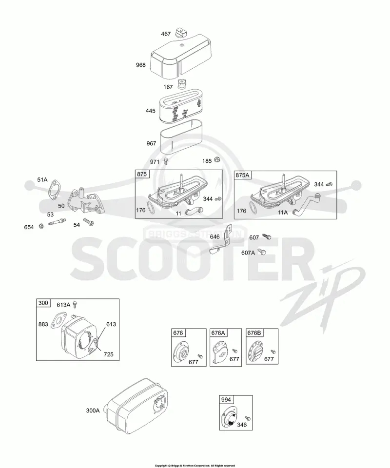 Air Cleaner, Muffler, Deflectors
