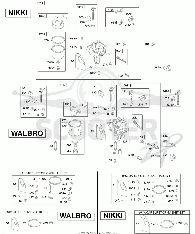 Walbro, Nikki Carburetors, Carburetor Gasket Sets