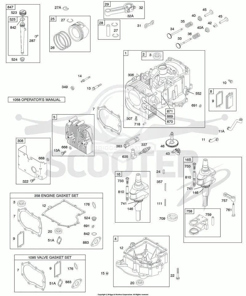 Crankcase Cover/Sump, Crankshaft, Engine/Valve Gasket, Cylinder, Cylinder Head, Piston/Rings/Connecting Rod