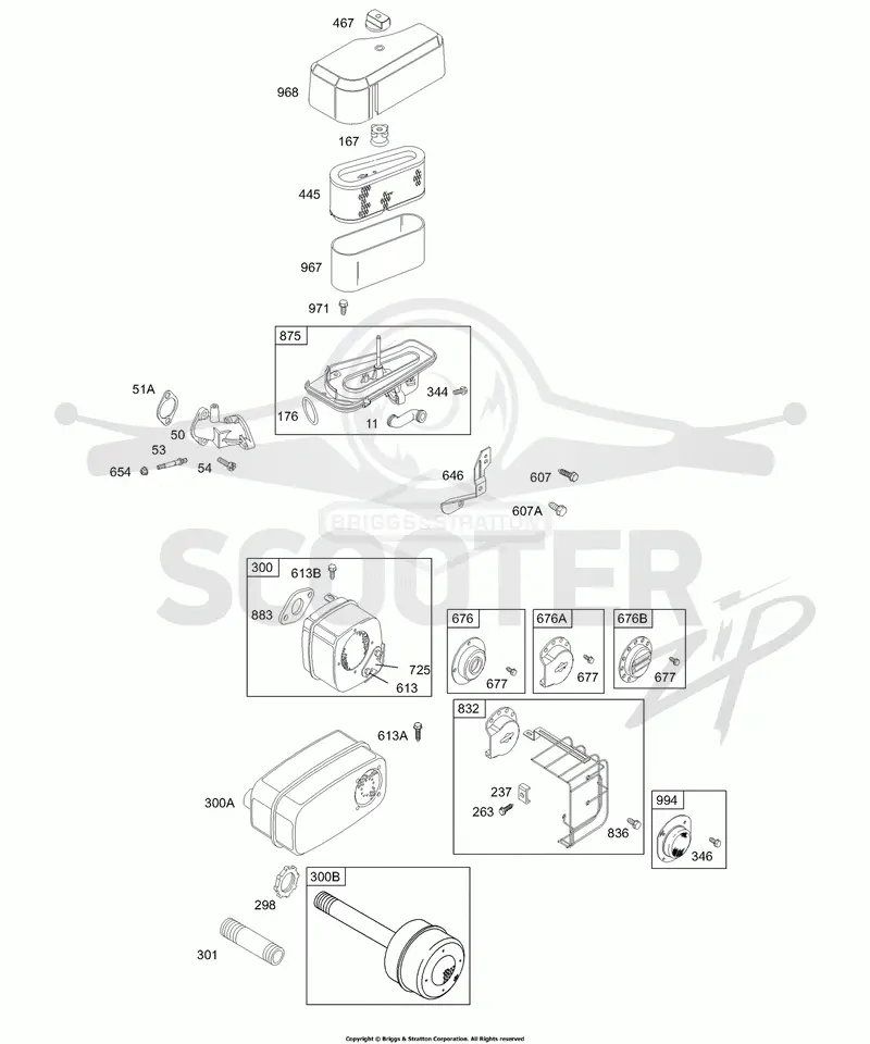 Air Cleaner, Muffler, Deflecto