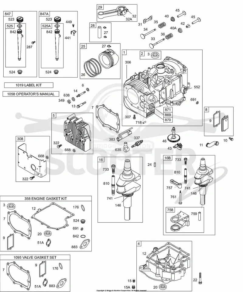 Cylinder, Oil, Crankshaft, Sump, Cam, Piston, Gaskets