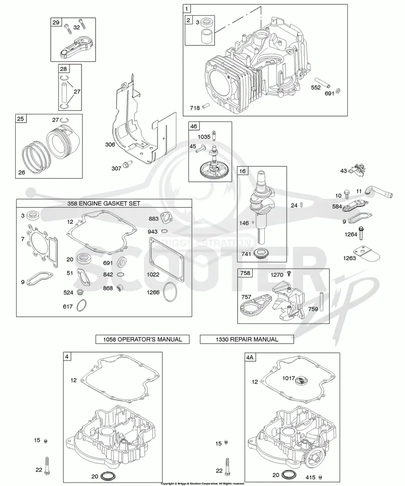 Camshaft, Crankshaft, Cylinder, Engine Sump, Gasket Set - Engine, Piston, Rings, and Connecting Rod