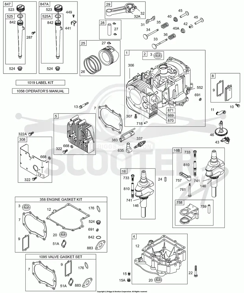 Cylinder, Head, Sump, Crankshaft, Engine/Valve Kits