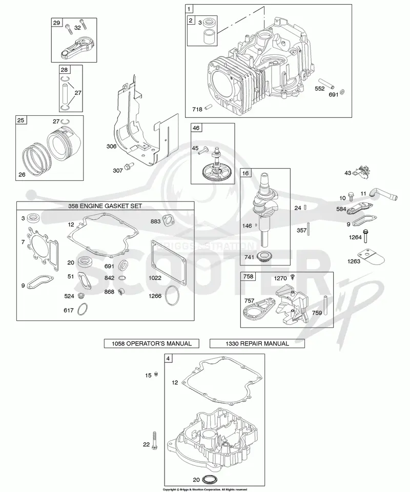 CAMSHAFT, CRANKSHAFT, CYLINDER, ENGINE SUMP, GASKET SET-ENGINE, PISTON, RINGS, CONNECTING ROD