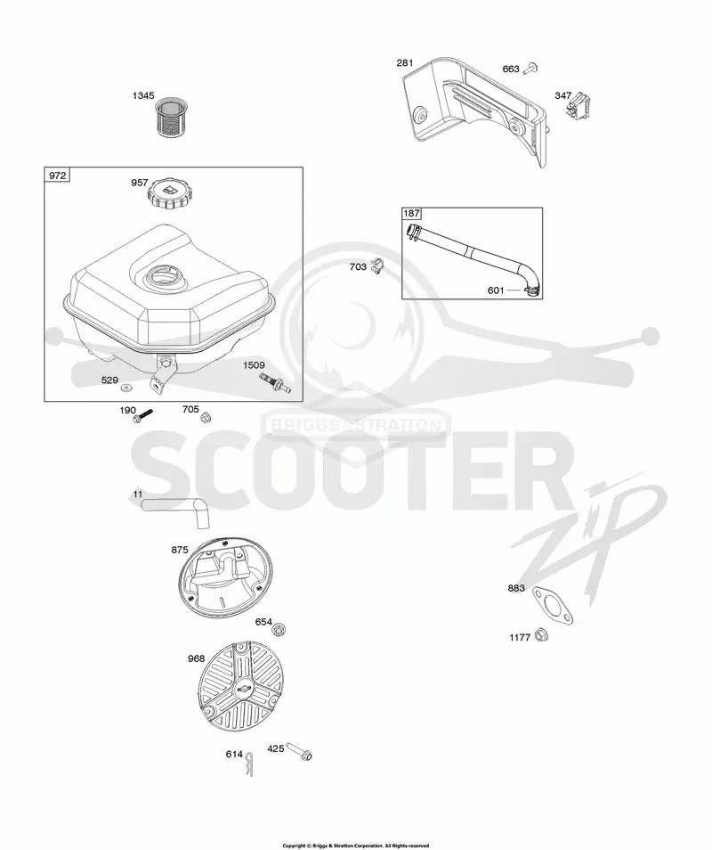 Fuel Tank, Trim Panel, Air Cleaner