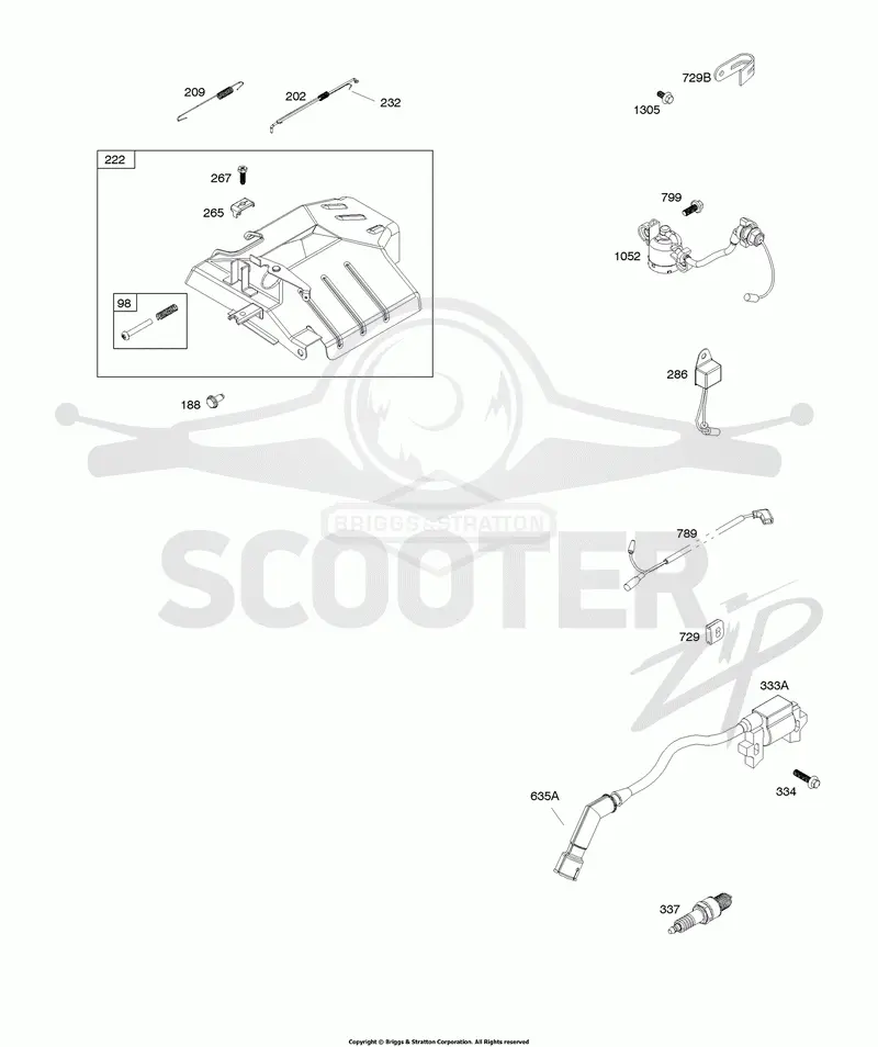 Air Cleaner, Alternator, Armature, Electrical System, Ignition, Controls, Governor Spring, Exhaust System, Fuel Supply, Spark Plug