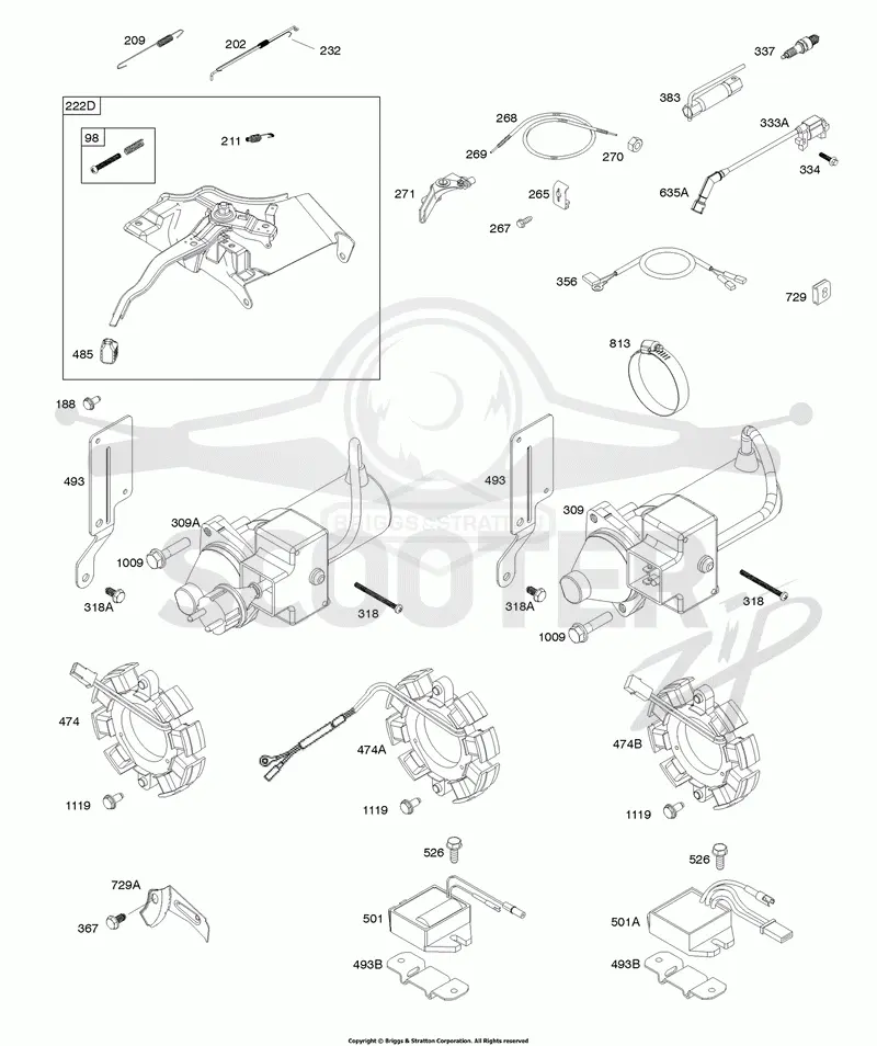 Alternator, Controls, Electrical Starter, Governor Spring, Ignition