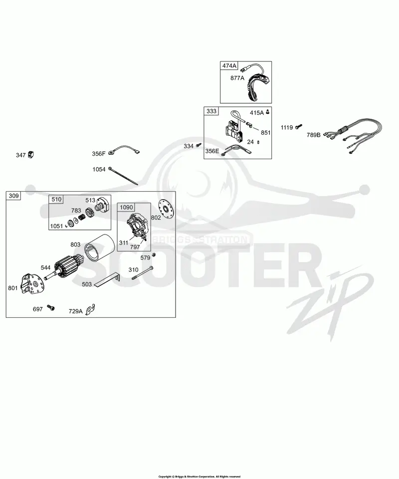 Alternator, Electric Starter, Gear Reducer
