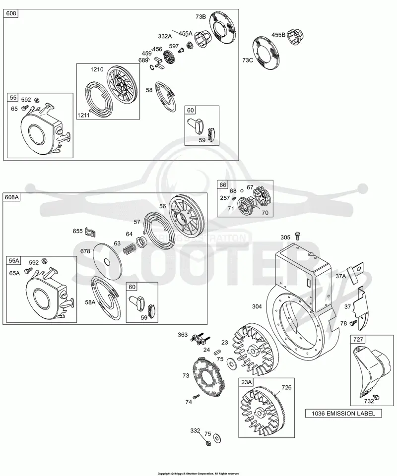 Blower Housing/Shrouds, Flywheel, Rewind
