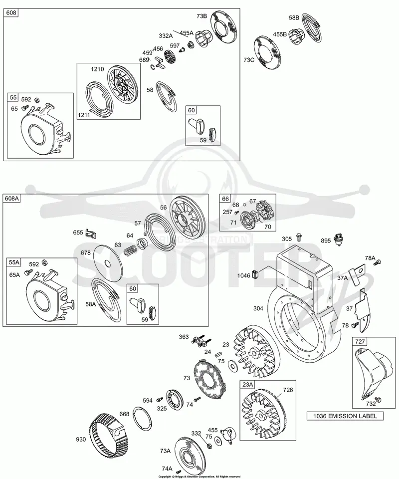 Blower Housing/Shrouds, Flywheel, Rewind