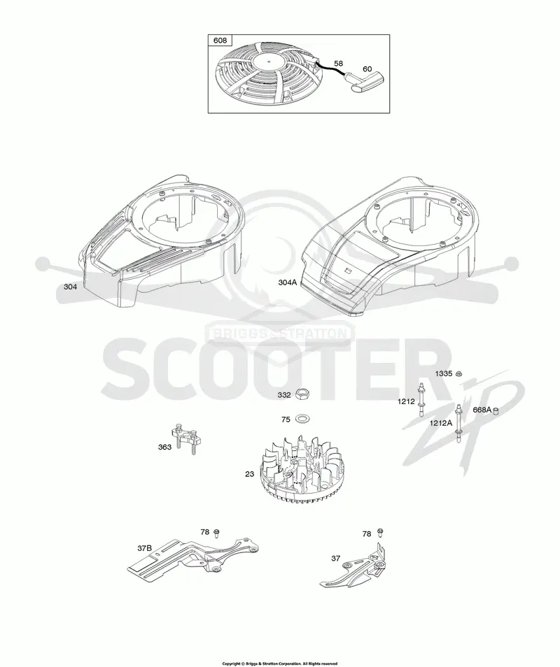Blower Housing, Cover/Guards, Flywheel, Rewind Starter