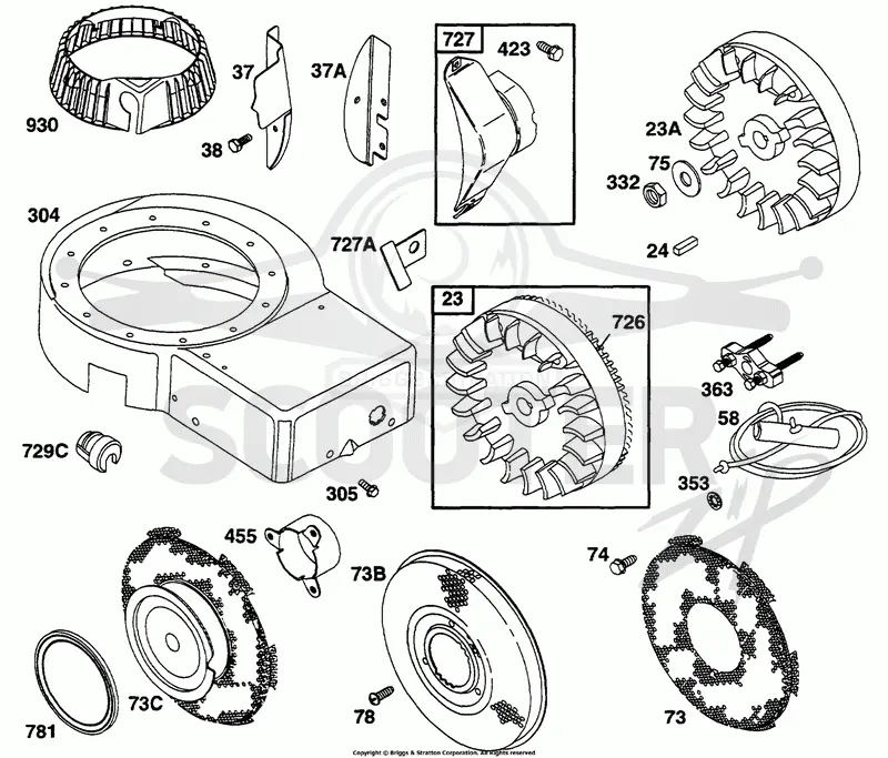 Blower Hsg, Flywheel, Screen