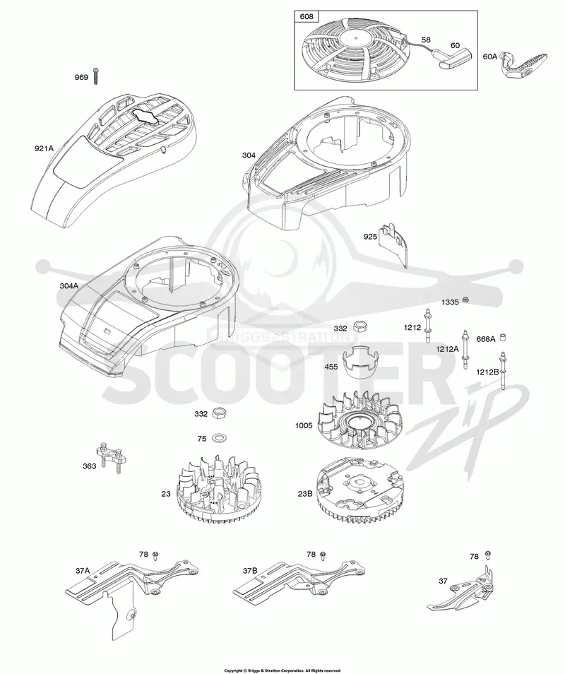 Blower Housing, Cover/Guards, Flywheel, Rewind Starter