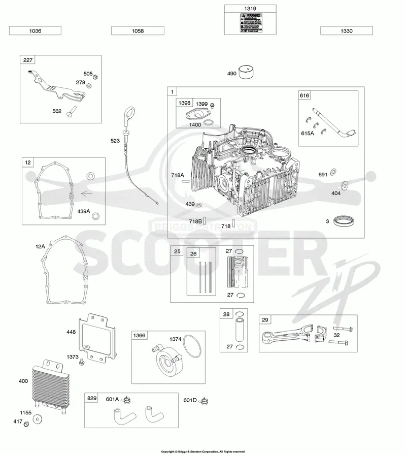 Cylinder, Oil Cooler, Piston/Rings/Connecting Rod