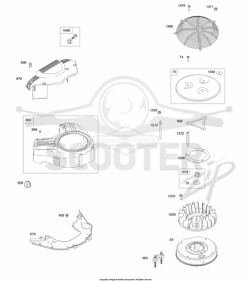 Blower Housing, Flywheel, Rotating Screen