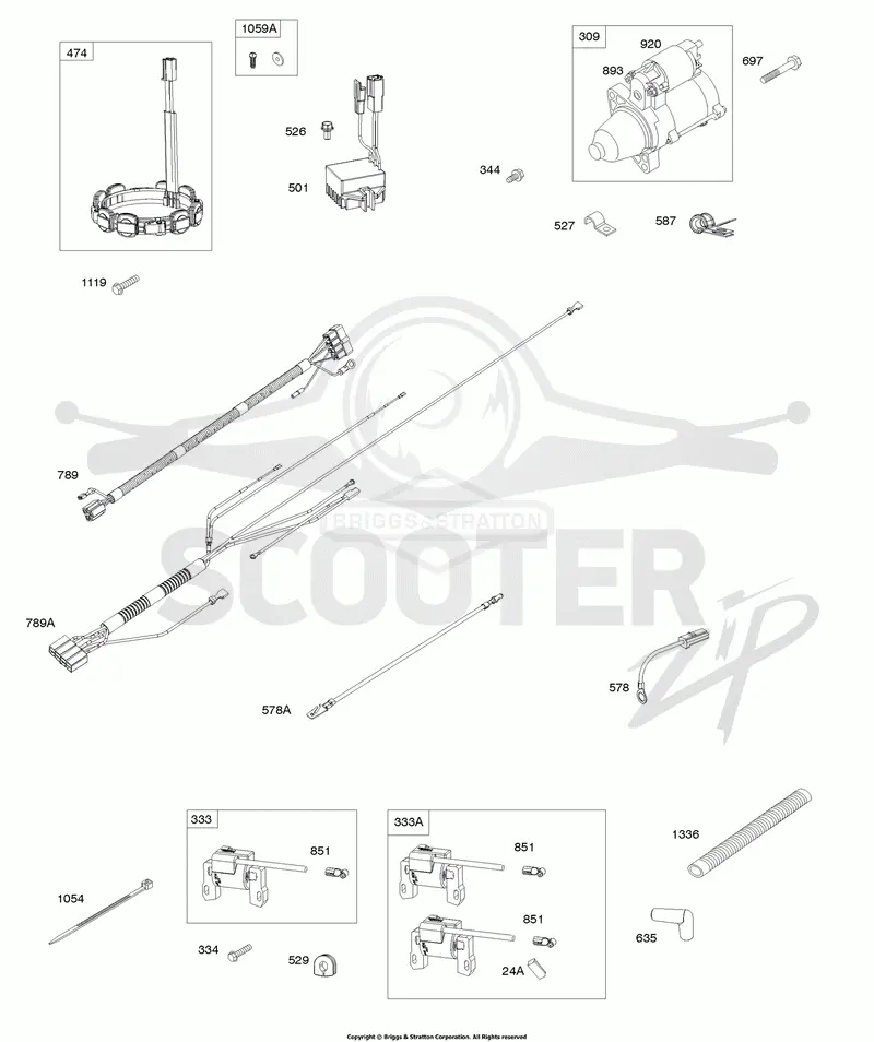 Alternator, Electric Starter, Wire Harness, Armature