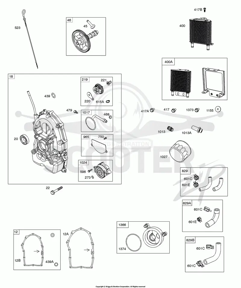 Crankcase Cover, Oil Cooler, Camshaft