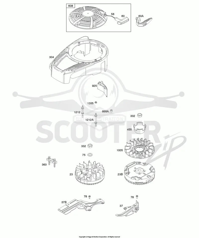 Blower Housing, Cover/Guards, Flywheel, Rewind Starter