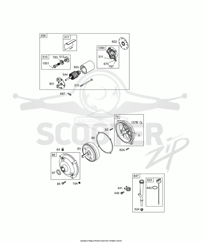 Electric Starter, Gear Reducer, Oil Group